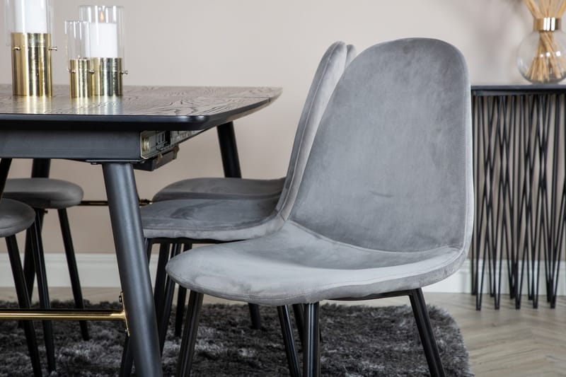 Rektangulär matgrupp Venture Home Grå Svart 6st - Møbler - Bord - Spisegruppe