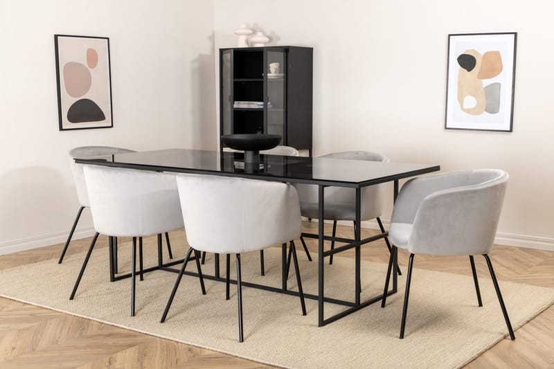 Rektangulär matgrupp Venture Home Grå Svart 6st - Møbler - Bord - Spisegruppe
