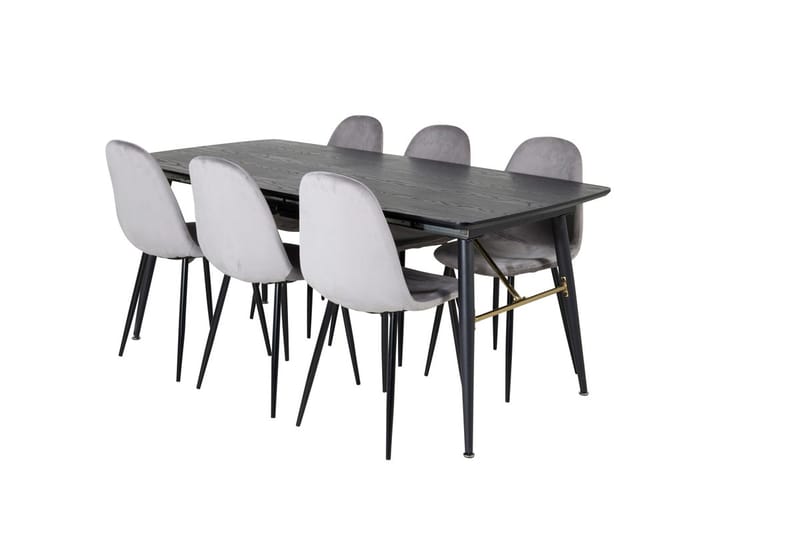 Rektangulär matgrupp Venture Home Grå Svart 6st - Møbler - Bord - Spisegruppe