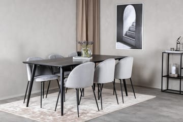 Rektangulär matgrupp Venture Home Grå Svart 6st - Møbler - Bord - Spisegruppe