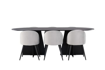 Rektangulär matgrupp Venture Home Grå Svart 6st - Møbler - Bord - Spisegruppe