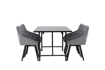 Rektangulär matgrupp Venture Home Grå Svart 6st - Møbler - Bord - Spisegruppe