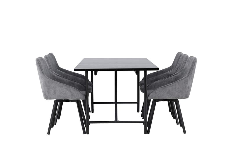 Rektangulär matgrupp Venture Home Grå Svart 6st - Møbler - Bord - Spisegruppe