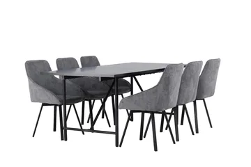 Rektangulär matgrupp Venture Home Grå Svart 6st - Møbler - Bord - Spisegruppe