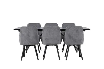 Rektangulär matgrupp Venture Home Grå Svart 6st - Møbler - Bord - Spisegruppe