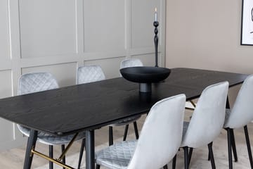 Rektangulär matgrupp Venture Home Grå Svart 6st - Møbler - Bord - Spisegruppe