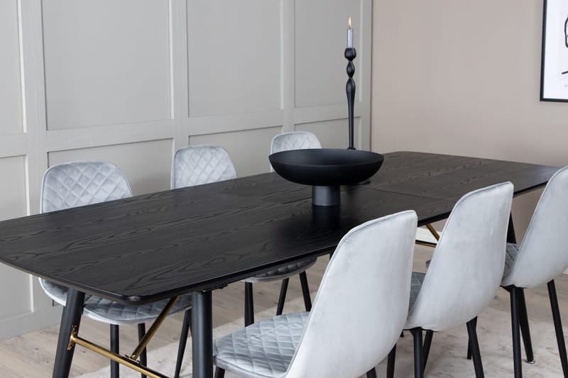 Rektangulär matgrupp Venture Home Grå Svart 6st - Møbler - Bord - Spisegruppe