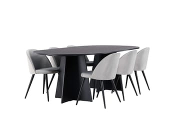 Rektangulär matgrupp Venture Home Grå Svart 6st - Møbler - Bord - Spisegruppe