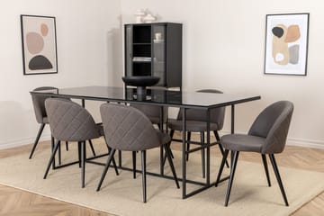 Rektangulär matgrupp Venture Home Grå Svart 6st - Møbler - Bord - Spisegruppe