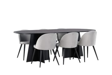 Rektangulär matgrupp Venture Home Grå Svart 6st - Møbler - Bord - Spisegruppe