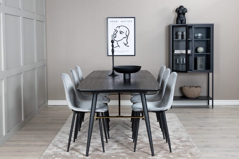 Rektangulär matgrupp Venture Home Grå Svart 6st - Møbler - Bord - Spisegruppe