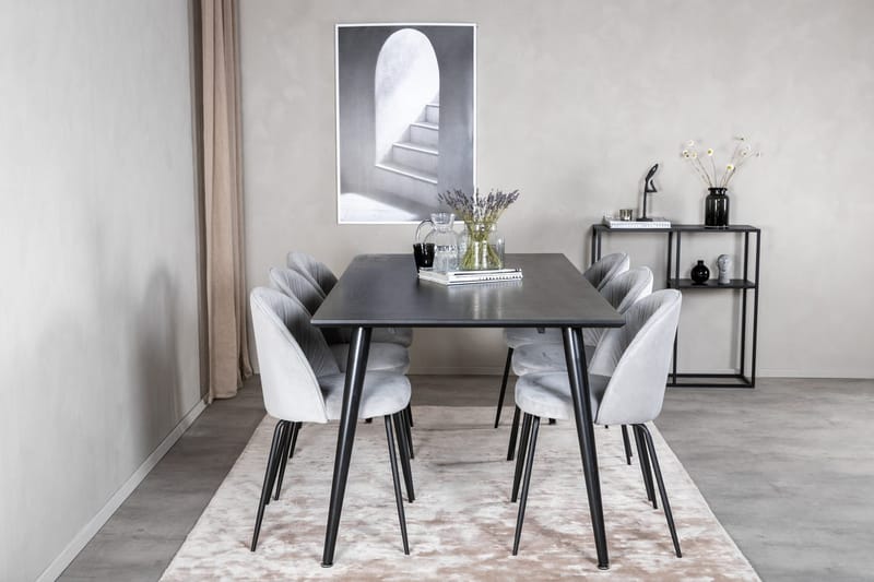 Rektangulär matgrupp Venture Home Grå Svart 6st - Møbler - Bord - Spisegruppe
