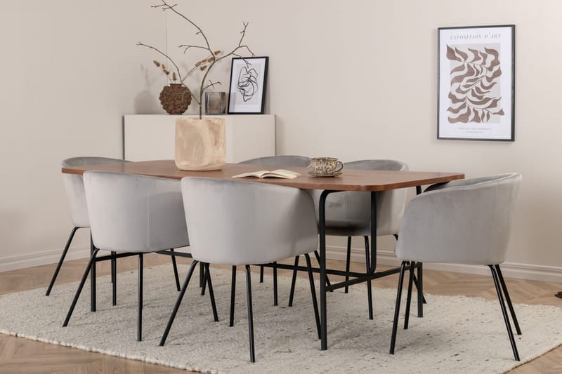 Rektangulär matgrupp Venture Home Grå Svart 6st - Møbler - Bord - Spisegruppe