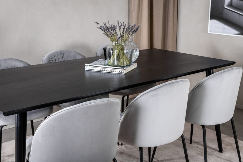 Rektangulär matgrupp Venture Home Grå Svart 6st - Møbler - Bord - Spisegruppe