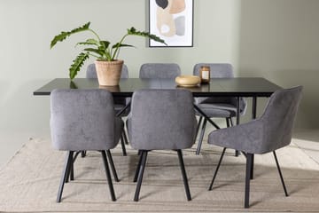 Rektangulär matgrupp Venture Home Grå Svart 6st - Møbler - Bord - Spisegruppe