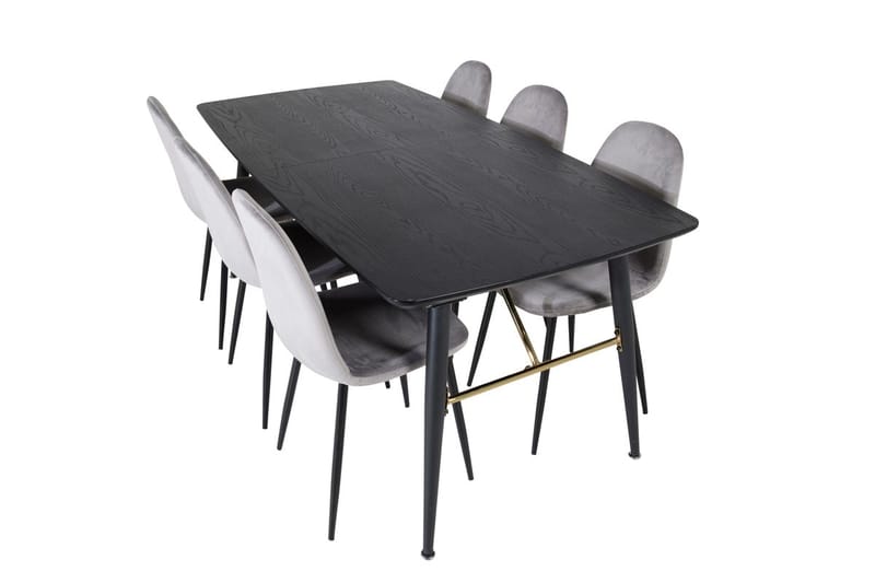 Rektangulär matgrupp Venture Home Grå Svart 6st - Møbler - Bord - Spisegruppe