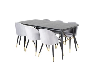 Rektangulär matgrupp Venture Home Grå Svart Mässing - Møbler - Bord - Spisegruppe