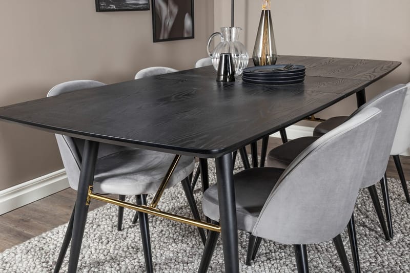 Rektangulär matgrupp Venture Home Grå Svart Svart - Møbler - Bord - Spisegruppe