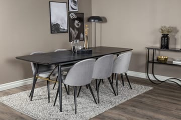 Rektangulär matgrupp Venture Home Grå Svart Svart - Møbler - Bord - Spisegruppe