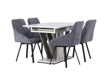 Rektangulär matgrupp Venture Home Grå Vit 4st - Møbler - Bord - Spisegruppe