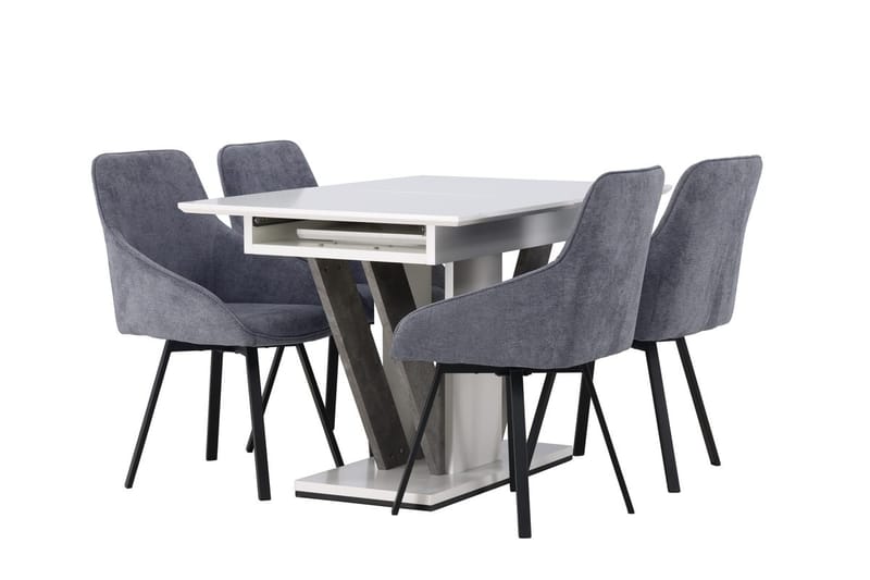 Rektangulär matgrupp Venture Home Grå Vit 4st - Møbler - Bord - Spisegruppe