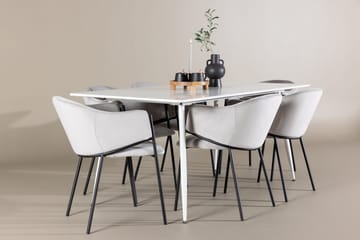 Rektangulär matgrupp Venture Home Grå Vit 6st - Møbler - Bord - Spisegruppe