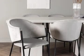 Rektangulär matgrupp Venture Home Grå Vit 6st - Møbler - Bord - Spisegruppe