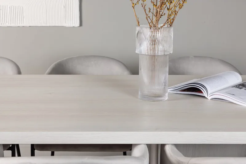 Rektangulär matgrupp Venture Home Grå Vit 6st - Møbler - Bord - Spisegruppe