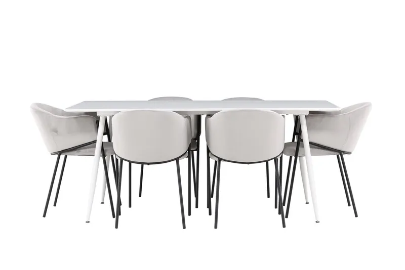 Rektangulär matgrupp Venture Home Grå Vit 6st - Møbler - Bord - Spisegruppe