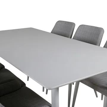 Rektangulär matgrupp Venture Home Grå Vit 6st - Møbler - Bord - Spisegruppe