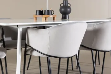 Rektangulär matgrupp Venture Home Grå Vit 6st - Møbler - Bord - Spisegruppe
