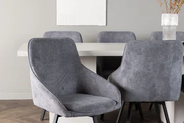 Rektangulär matgrupp Venture Home Grå Vit 6st - Møbler - Bord - Spisegruppe