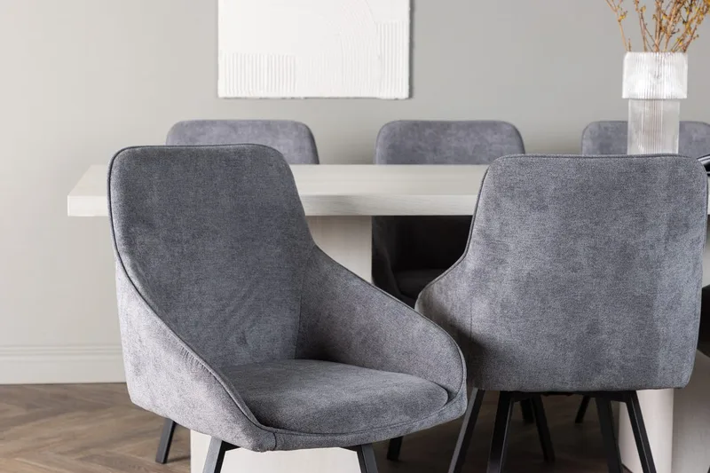 Rektangulär matgrupp Venture Home Grå Vit 6st - Møbler - Bord - Spisegruppe