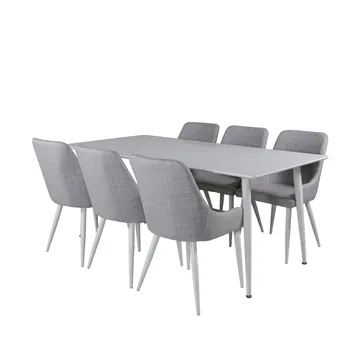 Rektangulär matgrupp Venture Home Grå Vit 6st - Møbler - Bord - Spisegruppe