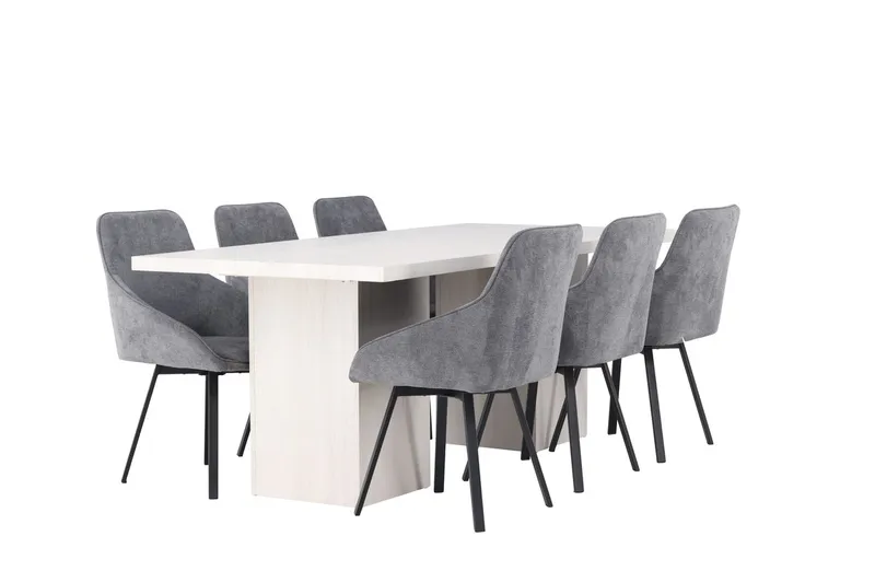Rektangulär matgrupp Venture Home Grå Vit 6st - Møbler - Bord - Spisegruppe