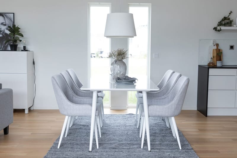 Rektangulär matgrupp Venture Home Grå Vit 6st - Møbler - Bord - Spisegruppe