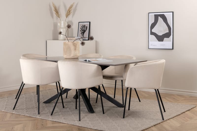 Rektangulär matgrupp Venture Home Grå - Møbler - Bord - Spisegruppe
