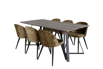 Rektangulär matgrupp Venture Home Grön Natur 6st - Møbler - Bord - Spisegruppe