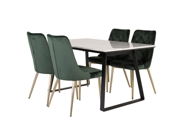 Rektangulär matgrupp Venture Home Grön Svart 4st - Møbler - Bord - Spisegruppe