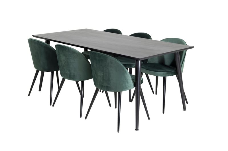 Rektangulär matgrupp Venture Home Grön Svart 6st - Møbler - Bord - Spisegruppe