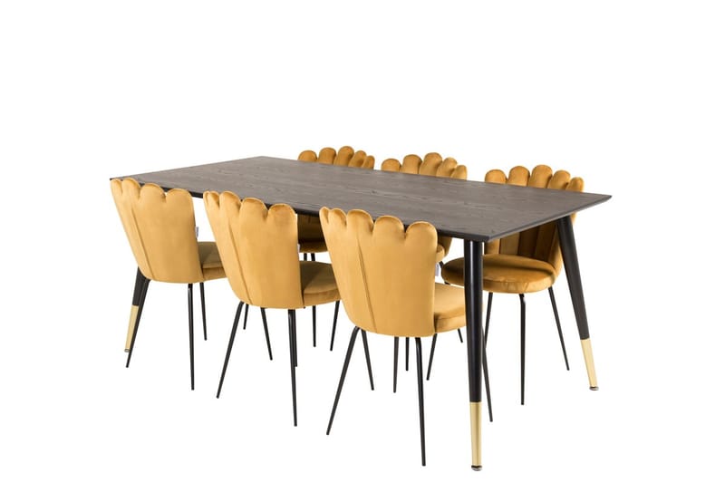 Rektangulär matgrupp Venture Home Gul Svart 6st - Møbler - Bord - Spisegruppe