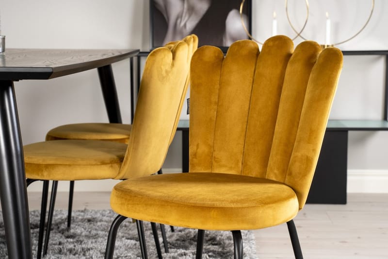 Rektangulär matgrupp Venture Home Gul Svart 6st - Møbler - Bord - Spisegruppe