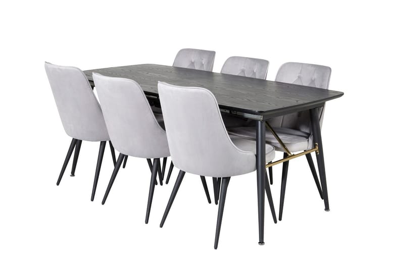 Rektangulär matgrupp Venture Home Ljusgrå Svart 6st - Lysegrå og sort - Møbler - Bord - Spisegruppe