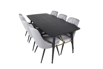 Rektangulär matgrupp Venture Home Ljusgrå Svart 6st - Lysegrå og sort - Møbler - Bord - Spisegruppe