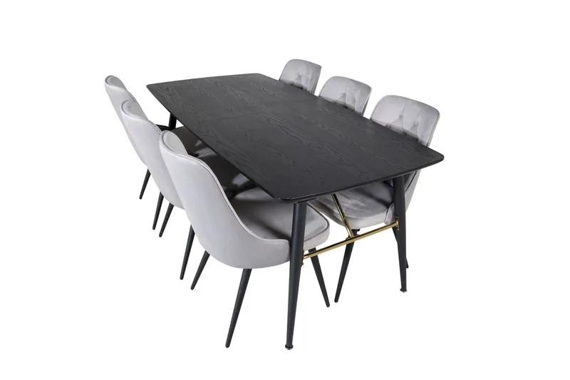 Rektangulär matgrupp Venture Home Ljusgrå Svart 6st - Lysegrå og sort - Møbler - Bord - Spisegruppe