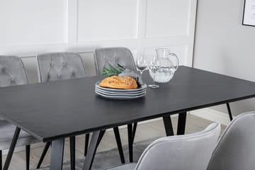 Rektangulär matgrupp Venture Home Ljusgrå Svart 6st - Møbler - Bord - Spisegruppe