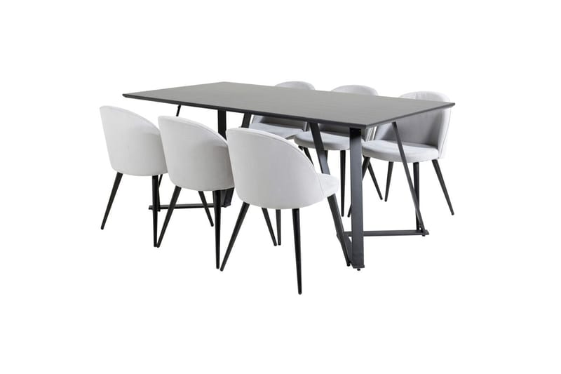 Rektangulär matgrupp Venture Home Ljusgrå Svart 6st - Møbler - Bord - Spisegruppe