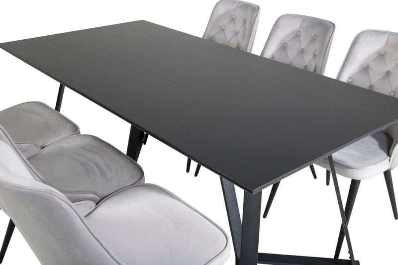 Rektangulär matgrupp Venture Home Ljusgrå Svart 6st - Møbler - Bord - Spisegruppe