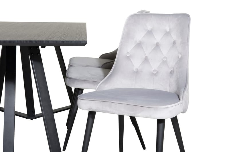 Rektangulär matgrupp Venture Home Ljusgrå Svart 6st - Møbler - Bord - Spisegruppe