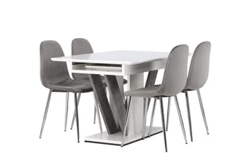 Rektangulär matgrupp Venture Home Ljusgrå Vit 4st - Møbler - Bord - Spisegruppe